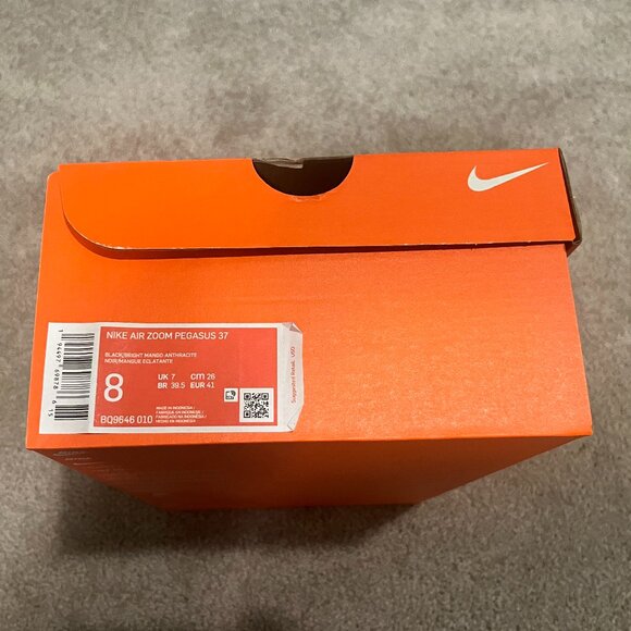 Nike Air Zoom Pegasus 37 Running Shoes, Size 8 M, Black/Mango - Picture 2 of 2